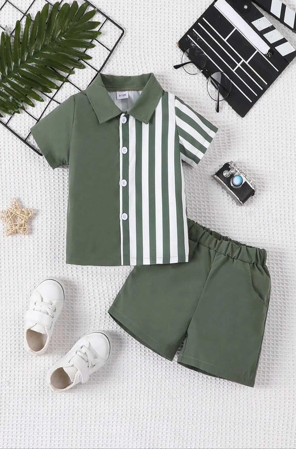 Colorblock Stiped Summer Outfit Set